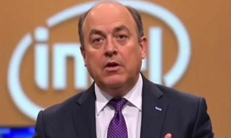 Kevin O'Leary discussing Intel stock investment risks with serious expression