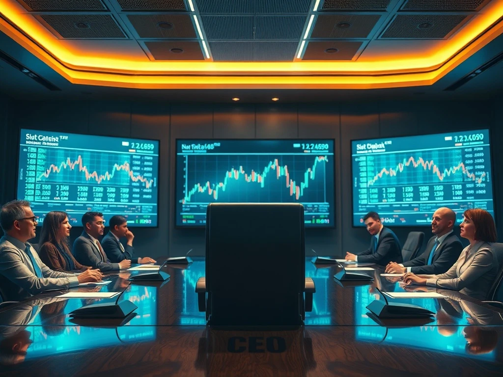 Kohl's leadership crisis showing empty CEO chair with declining stock charts in corporate boardroom