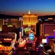 The iconic skyline of Las Vegas Strip casinos at night, bustling with activity, symbolizing the halt of a concerning economic trend.