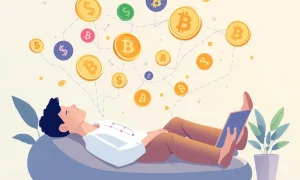 Person earning sustainable DeFi income through passive cryptocurrency investments