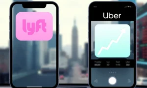 Visualizing the diverging paths of Lyft shares and Uber, highlighting Lyft's recent financial challenges in the competitive ride-sharing market.