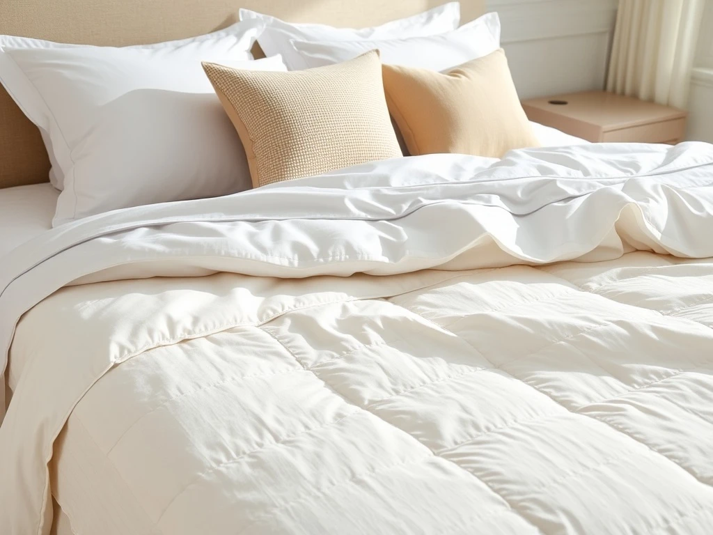 Luxury organic cotton quilt set from Macy's displayed on premium hotel-style bedding
