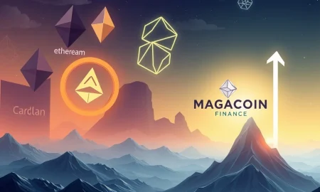 Chart showing crypto market trends with MAGACOIN FINANCE rising, indicating a shift in investor focus from established coins to new altcoins.