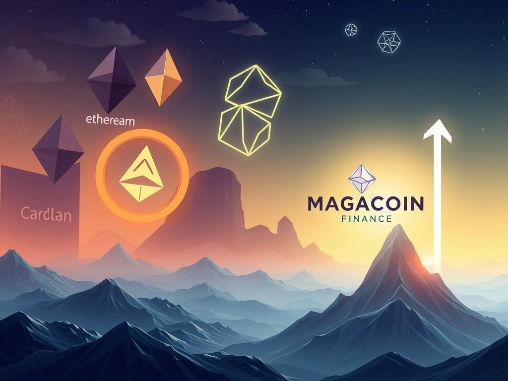 Chart showing crypto market trends with MAGACOIN FINANCE rising, indicating a shift in investor focus from established coins to new altcoins.