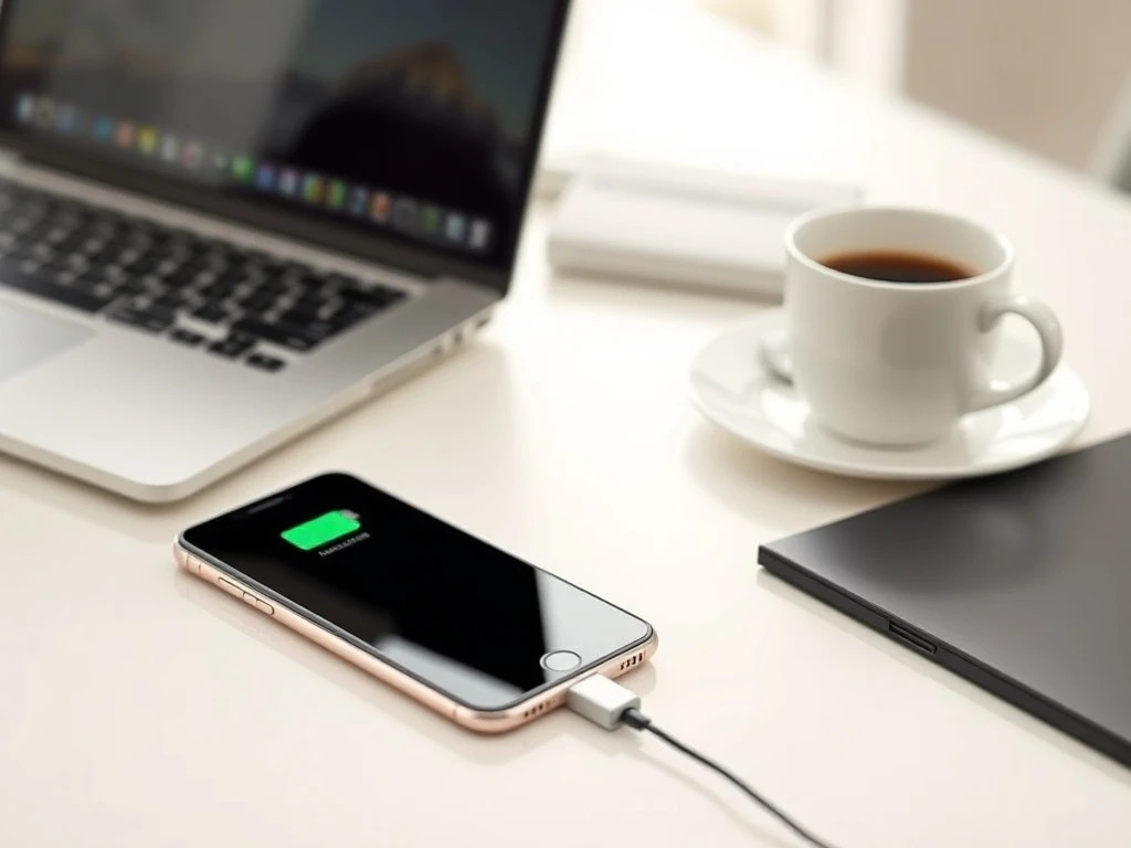 A sleek magnetic portable charger attached to a smartphone, illustrating its convenience and power for on-the-go professionals.