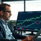 An investor thoughtfully analyzing charts, highlighting the contrasting valuations of Magnificent Seven stocks versus the broader market.