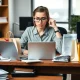 Professional managing student loan debt while reviewing financial documents and avoiding unnecessary spending