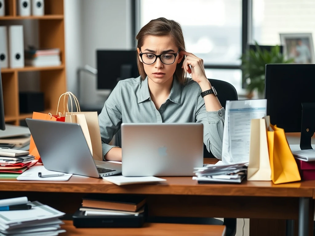 Professional managing student loan debt while reviewing financial documents and avoiding unnecessary spending