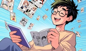 A user engaging with the Mangabat platform on a tablet, symbolizing easy access to a vast library of free manga.