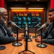 Visualizing the immense success of the Marcus Rashford interview on 'The Rest Is Football' podcast, showing the hosts and guest in a modern studio.