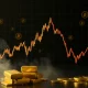 Chart depicting a market blow-off top with a sharp peak and subsequent decline, illustrating financial volatility.