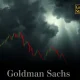 A financial chart plunging downwards, symbolizing a potential market downturn, reflecting Goldman Sachs' warning on economic asymmetry.