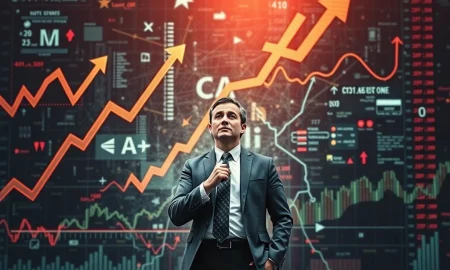 A strategist calmly analyzes complex charts, revealing a solution to the current Market Paradox amidst economic volatility.