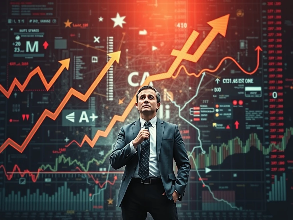 A strategist calmly analyzes complex charts, revealing a solution to the current Market Paradox amidst economic volatility.