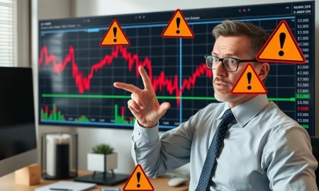 Financial strategist analyzing market pullbacks warning signals on stock chart