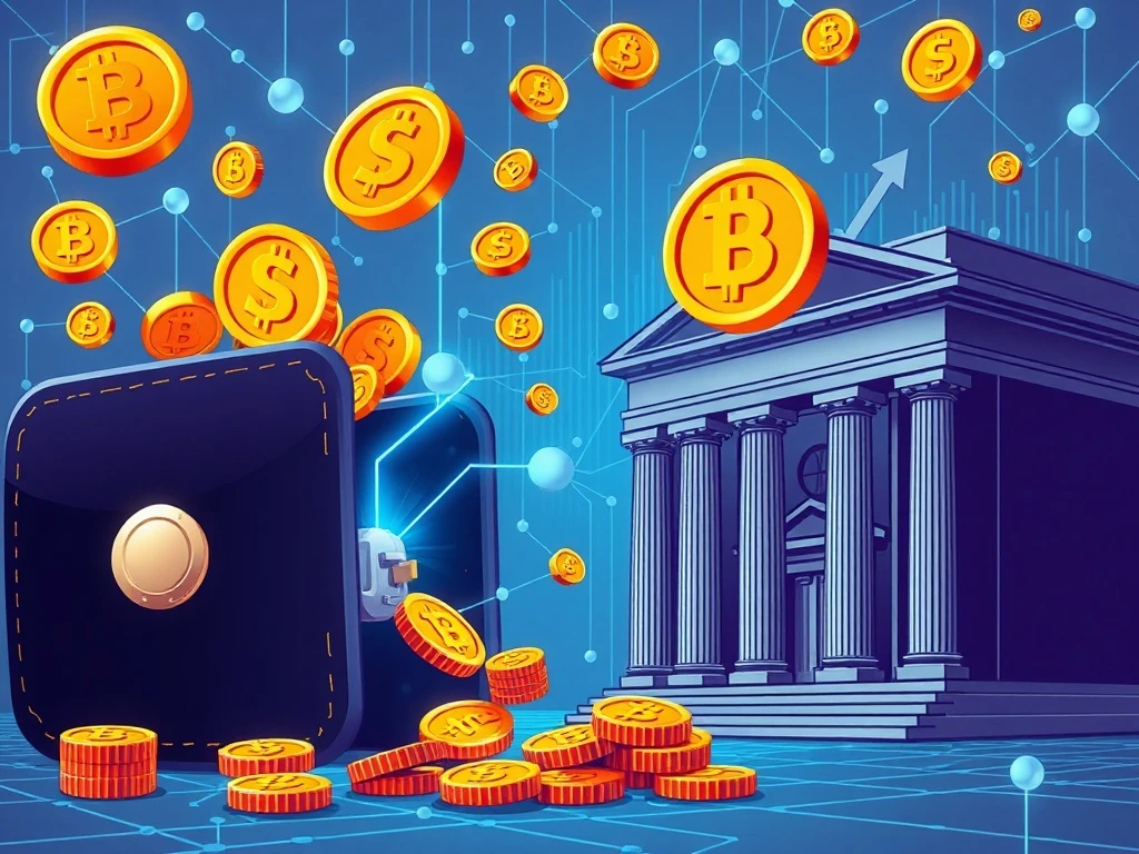 Large USDT transfer visualization showing cryptocurrency movement from anonymous wallet to financial institution