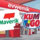 Visual representation of the Maverik Kum & Go acquisition, showing the Maverik brand superseding Kum & Go, reflecting job changes and brand elimination.