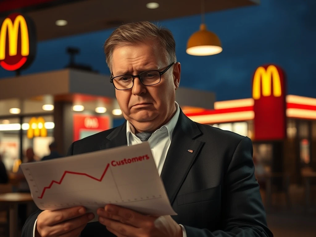 McDonald's CEO Chris Kempczinski appears concerned, reflecting on significant McDonald's customer losses and market challenges.