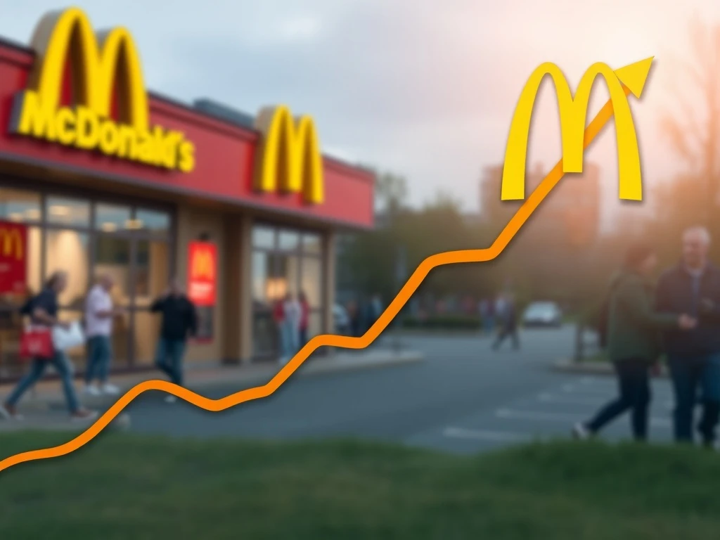 An upward-trending financial chart indicating strong performance for McDonald's stock, reflecting increased customer spending.