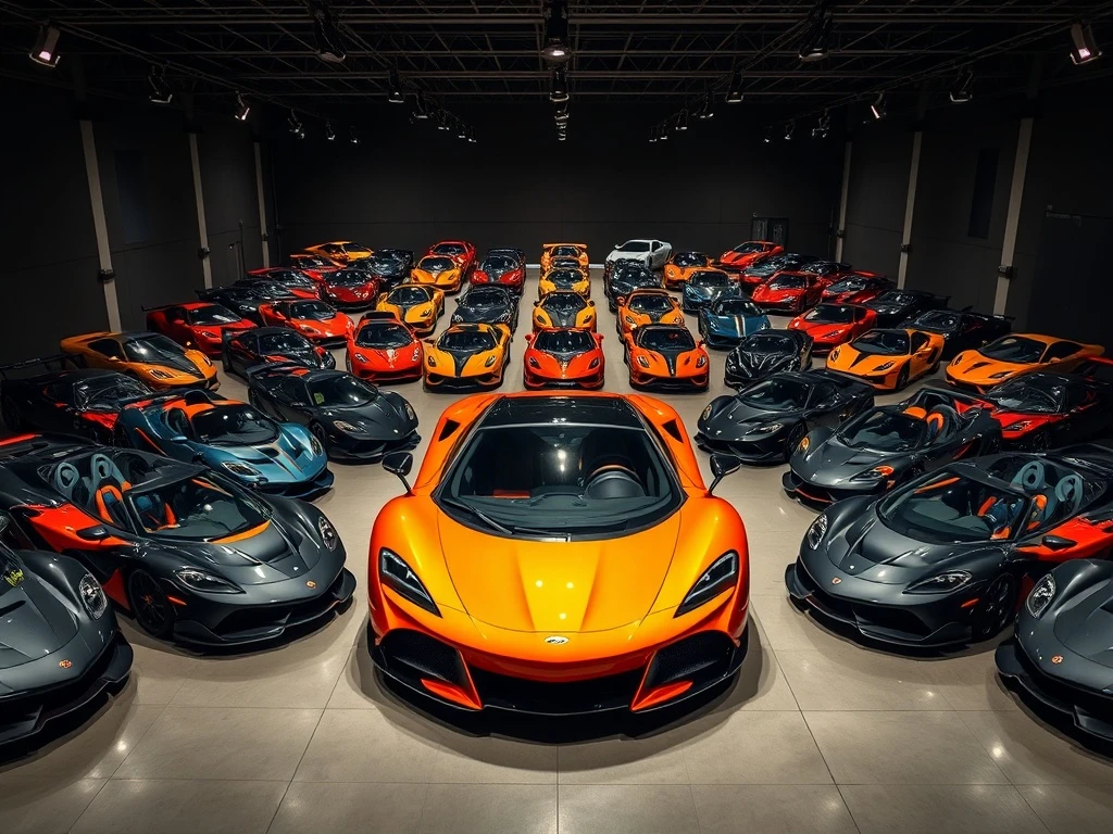 Historic McLaren collection featuring Mansour Orange F1 and 19 other factory-fresh supercars