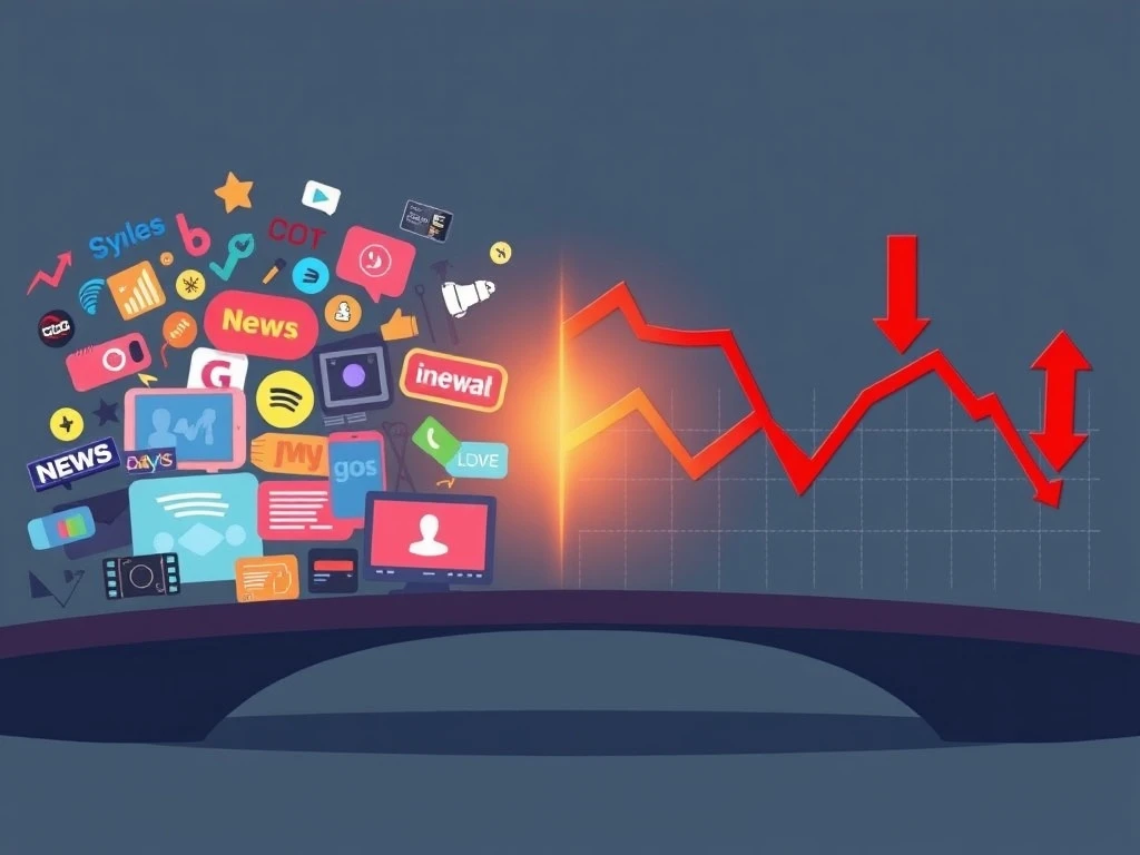 A visual representation of the paradox where positive developments in the media industry lead to a decline in Media Stock Performance.