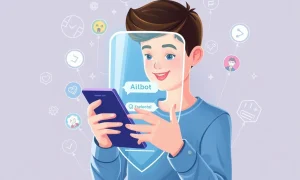 AI chatbot safety protections for teenage users with digital shield interface