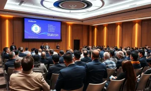 Industry leaders discussing stablecoin adoption at Mexico City conference shaping Latin American financial future
