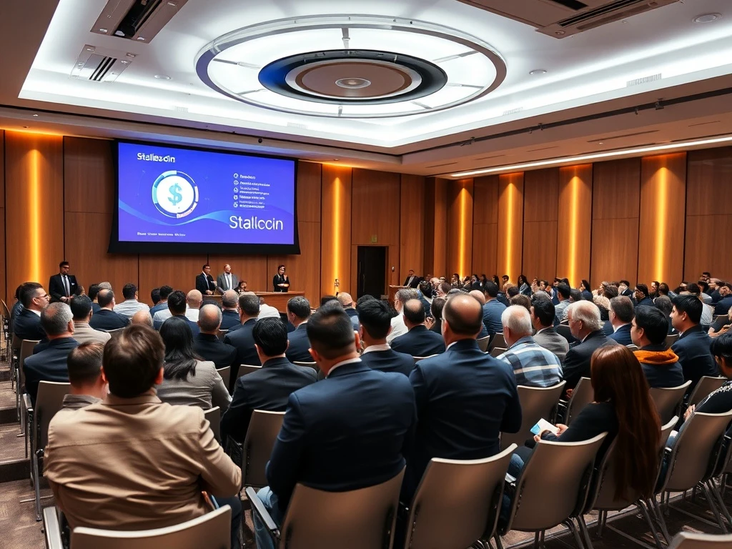 Industry leaders discussing stablecoin adoption at Mexico City conference shaping Latin American financial future