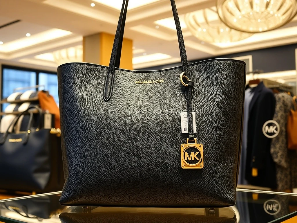 A premium Michael Kors tote bag highlighting a significant price reduction, symbolizing a smart luxury purchase.