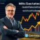 Michael Saylor overseeing MicroStrategy Bitcoin investments amidst market volatility, symbolizing strategic asset accumulation.