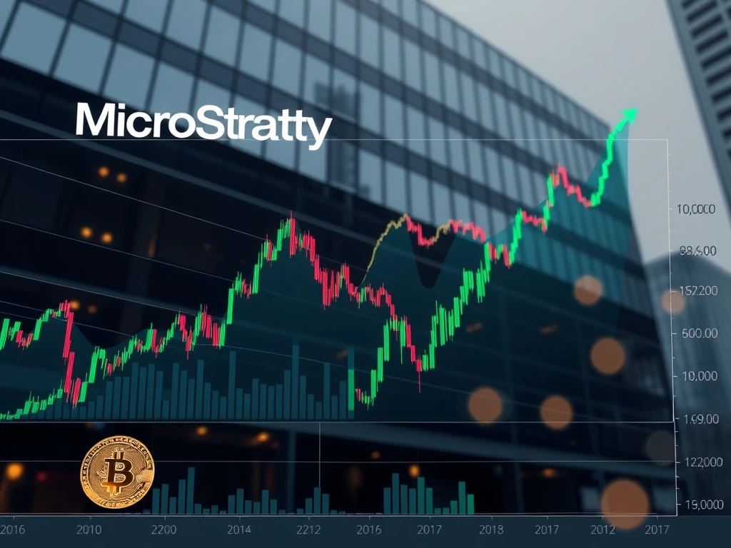 MicroStrategy stock chart showing dramatic decline alongside Bitcoin price movement