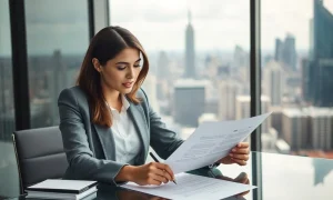 Millennial woman reviewing prenup before marriage documents for financial protection
