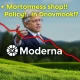Graph showing a significant **Moderna stock drop** with a subtle representation of policy changes influencing the market.