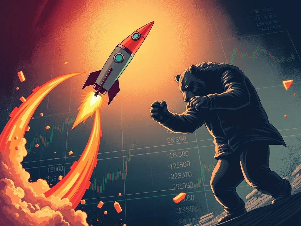 A visual metaphor for the intense market battle between a high-growth Momentum Stock and a bearish short seller.
