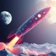 A rocket representing Moonshot MAGAX launches, symbolizing its innovative leap as a meme coin with real utility and AI integration.