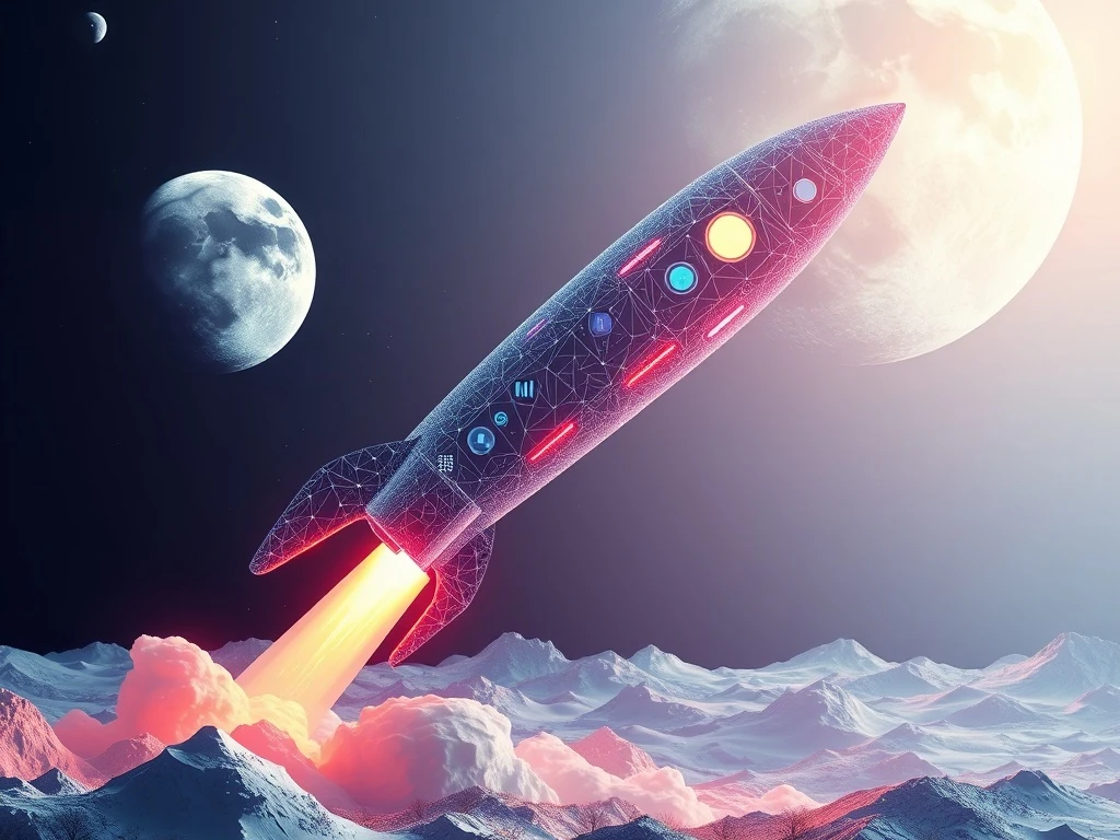 A rocket representing Moonshot MAGAX launches, symbolizing its innovative leap as a meme coin with real utility and AI integration.