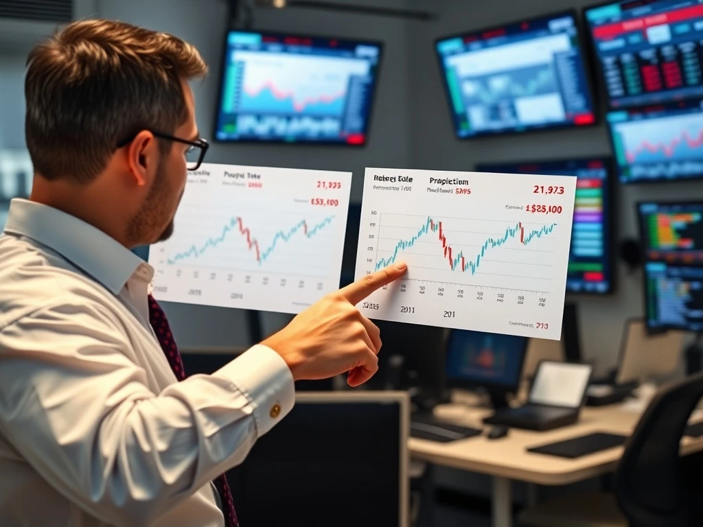 Analyst discussing Morgan Stanley's revised Fed interest rate cut projections on financial charts