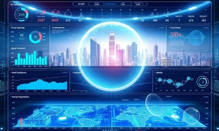 MyEarthMeta AI dashboard analyzing virtual city metrics and metaverse economic data
