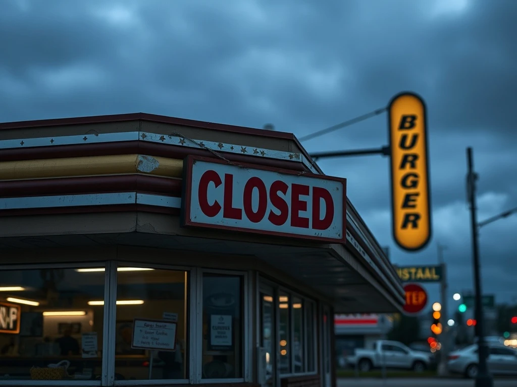 The Burger Bistro, a prominent Nashville burger chain, stands closed with a bankruptcy notice, symbolizing its financial struggles and impact on the local economy.
