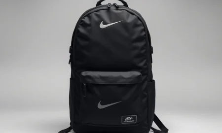 A versatile Nike backpack, designed for optimal utility, available at a significant discount, highlighting its practical features.