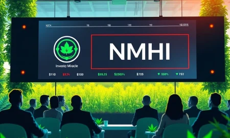 A digital representation of a virtual investor conference screen, featuring the NMHI Stock ticker and a company logo, signifying Nature's Miracle Holding Inc.'s upcoming presentation.