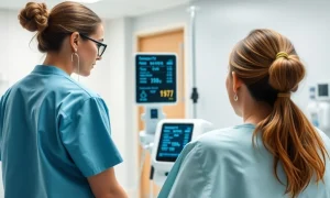 A healthcare professional uses the Nuwellis Aquadex system in an outpatient setting, demonstrating expanded access to fluid management therapy.