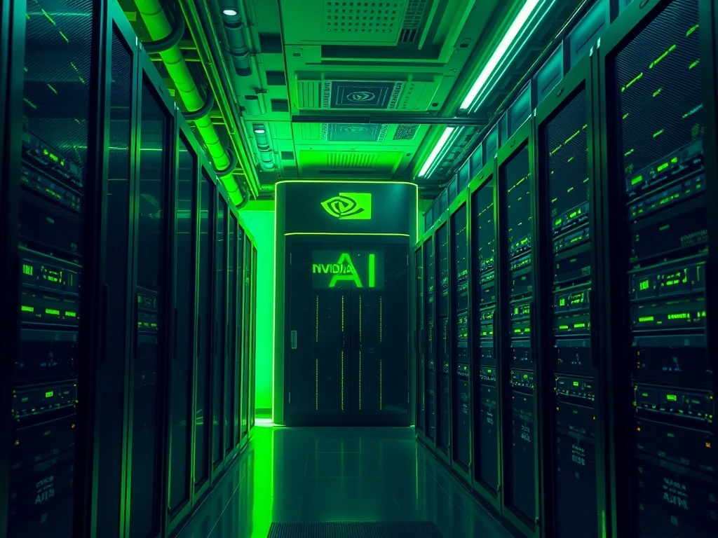 A visually striking representation of **Nvidia AI investment** within a high-tech data center, symbolizing strategic growth in infrastructure.
