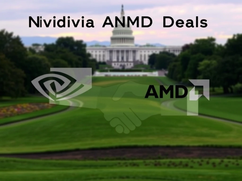 Depiction of reported Nvidia AMD deals with political figures, illustrating the intersection of tech and government influence.