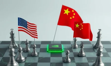 A visual representation of Nvidia's role in the US-China AI tech race and the unintended consequences of trade policies.