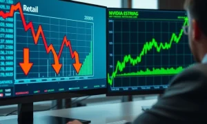 Nvidia earnings expectations versus retail sector performance comparison chart showing market divergence