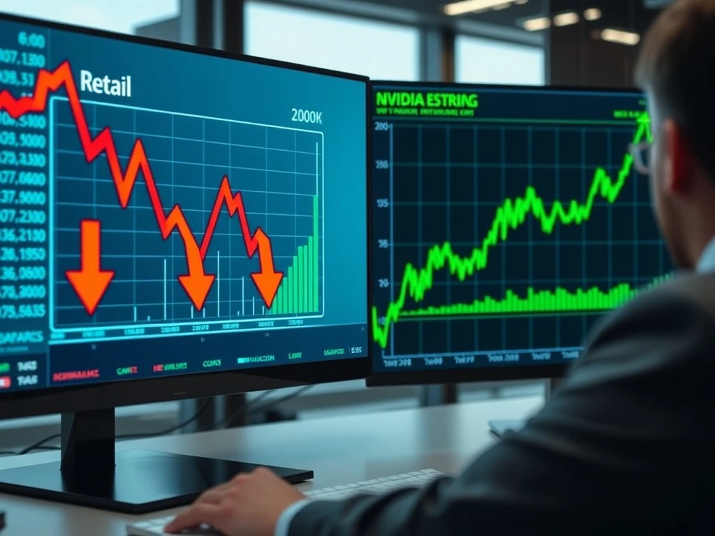 Nvidia earnings expectations versus retail sector performance comparison chart showing market divergence