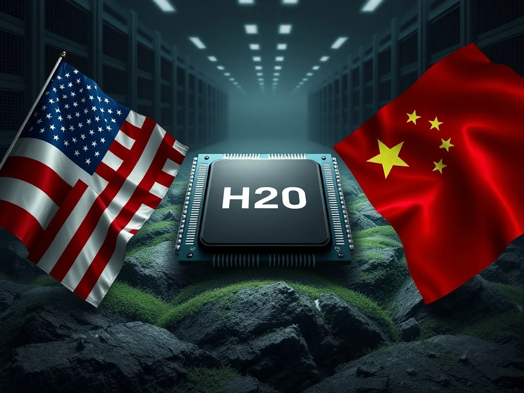 The **Nvidia H20 chip** symbolizes technological conflict amid the U.S.-China trade war, representing restricted AI capabilities.
