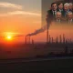 Geopolitical meeting's potential impact on global Oil prices, symbolized by a vast oil field.