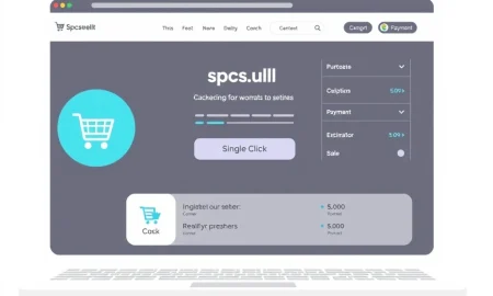 One-click checkout interface streamlining online purchases with single-click payment completion